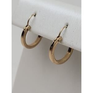 10K Solid Yellow Gold Huggie Hoop Earrings